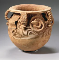 Kugelförmiges Keramikgefäß mit ausgestelltem Rand, Igbo, Nigeria, 10. Jahrhundert